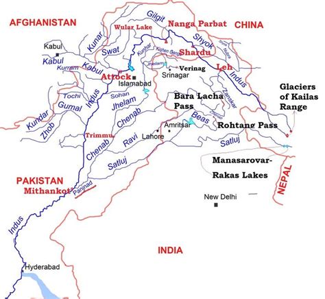 Indus River System: Jhelum, Chenab, Ravi, Beas & Satluj