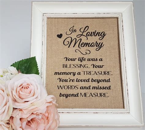 In Loving Memory Wedding Sign Wedding Remembrance Memory | Etsy | Wedding memory table sign ...