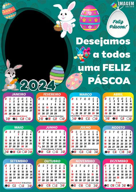 Moldura Calendário 2024 Desejamos a todos uma Feliz Páscoa PNG - Imagem ...