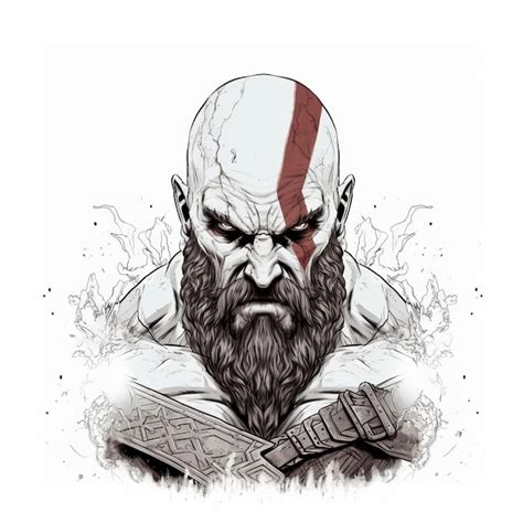 Premium Photo | Kratos Unleashed God of War Ragnarok Intricate Line Art Revealed on a White Canvas