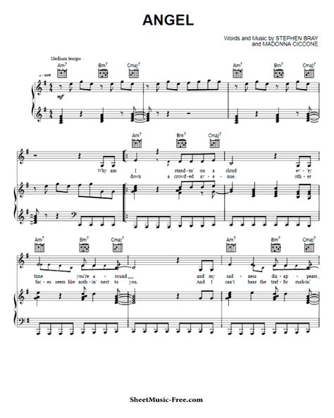 Angel Sheet Music Madonna Piano - ♪ SHEETMUSIC-FREE.COM