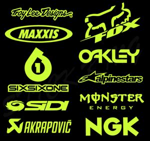 10 X Motocross MX Racing Sticker Kit - Sponsors Decals Fluorescent YELLOW Vinyl | eBay