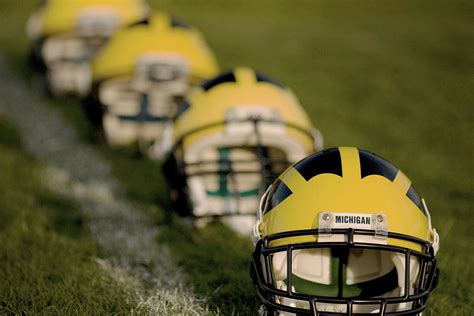 Winged Helmets on Yard Line Photograph by Michigan Helmet