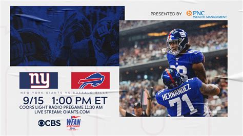 Giants vs. Bills Broadcast Info: TV channel, Radio Station and Live Stream