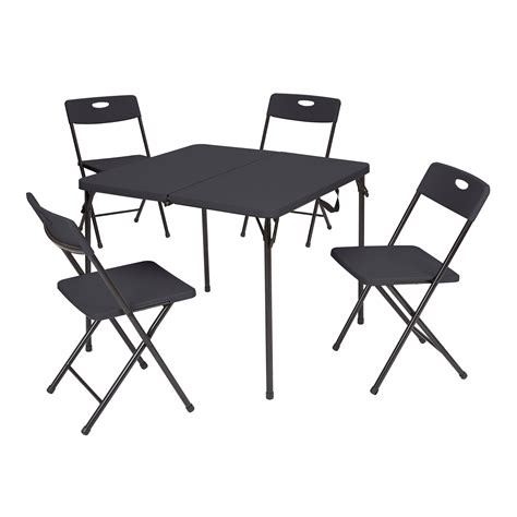 Mainstays 5 Piece Resin Plastic Card Table and Four Chairs Set, Black – Walmart Inventory ...