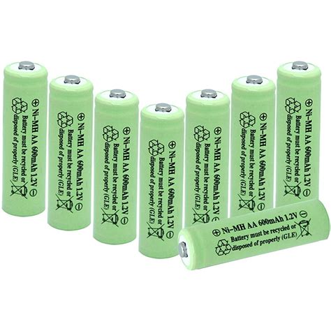 8 Pack AA Batteries Ni-MH 600mAh 1.2V NiMH Rechargeable Battery Set for Solar Products Lighting ...