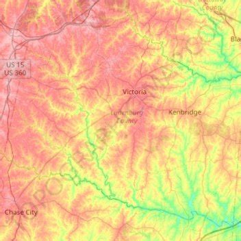 Lunenburg County topographic map, elevation, relief