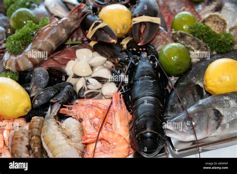 Seafood display Stock Photo - Alamy