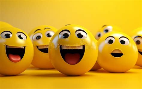 3d Happy Emojis Character on Yellow Background, World Emojis Day, Generative Ai Stock Photo ...