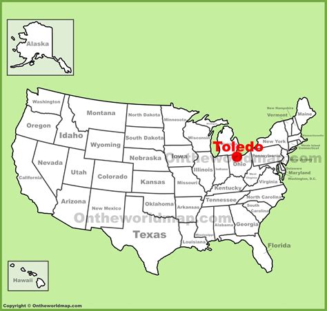 Toledo location on the U.S. Map - Ontheworldmap.com