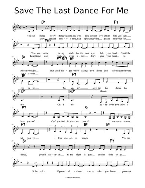 Save The Last Dance For Me Sheet music for Piano | Download free in PDF or MIDI | Musescore.com