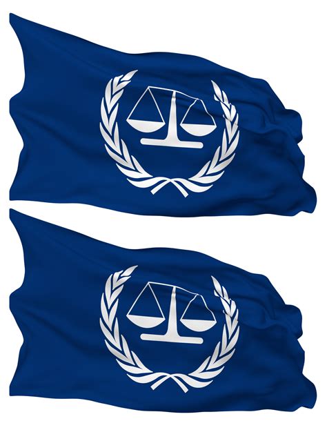 International Criminal Court, ICC Flag Waves Isolated in Plain and Bump ...