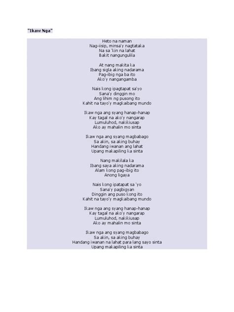 Ikaw Nga - South Border (Lyrics) | PDF