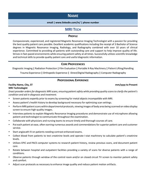 MRI Technician Resume Example & Template for 2021 | ZipJob