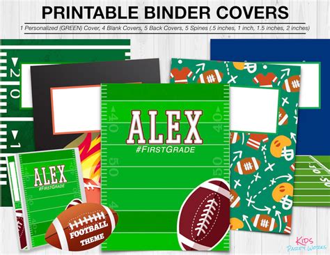 PRINTABLE BINDER COVERS-1 Personalized Binder Cover-football | Etsy