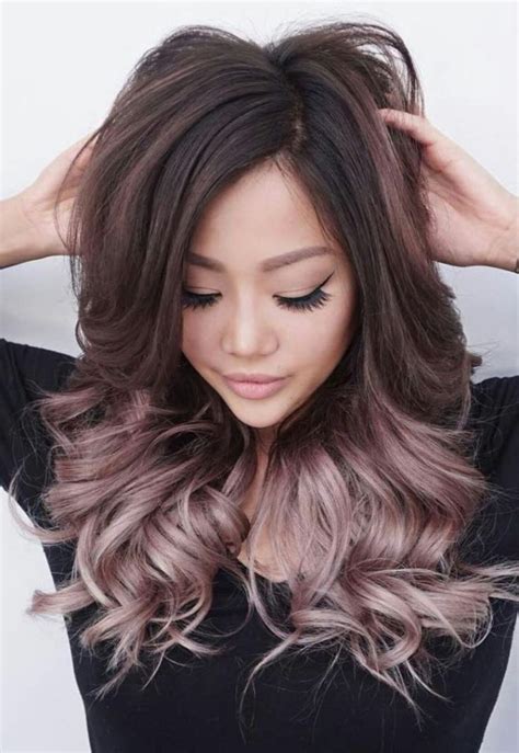 Tendance Couleur de cheveux - Rose gold balayage ombre on brunette hair ...