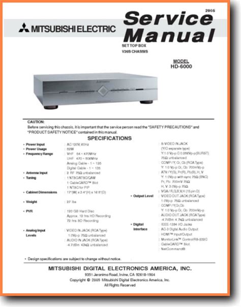 Mitsubishi Audio HD-6000 Solid State Amp Receiver - On Demand PDF ...