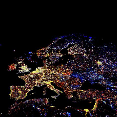 Europe At Night Photograph by Noaa/science Photo Library - Fine Art America