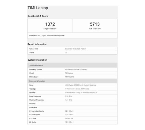 AMD Ryzen 5 5600H benchmarked in Geekbench 5