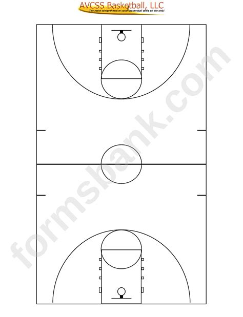 Full Court Basketball Diagram Template printable pdf download