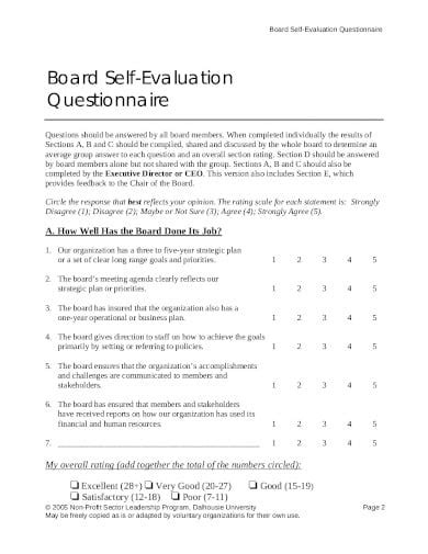 4+ Board Evaluation Questionnaire Templates in PDF | Free & Premium ...