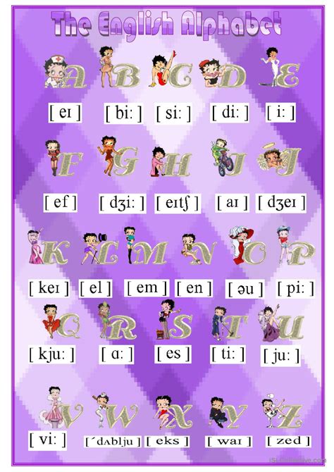 The English Alphabet With Betty Boop English Esl Work - vrogue.co