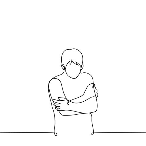 man is cold and shivering - one line drawing vector. concept lonely, freezing person 38341086 ...