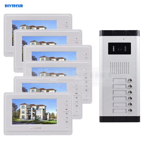 DIYSECUR 7" 4 Wired Apartment Video Door Phone Audio Visual Intercom ...