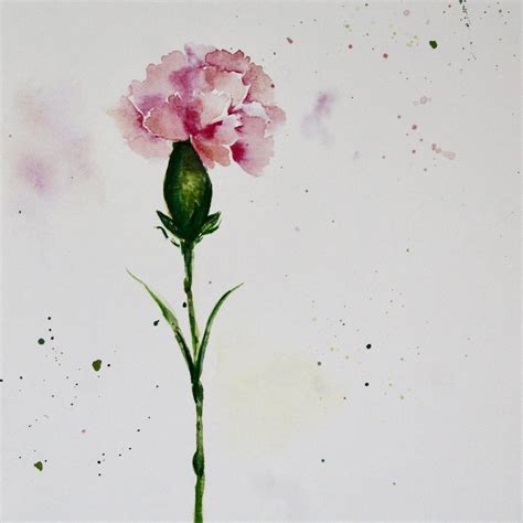 Carnation Watercolor Print – Lavender for Luck