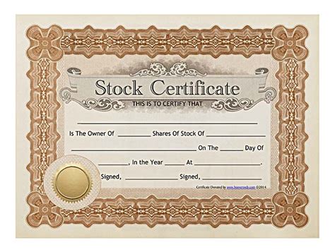 Printable Stock Certificate Brown Frame , Stock Certificate Template Free in Word… | Free ...