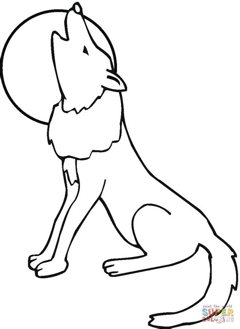 Coyote howling moon coloring page | Free Printable Coloring Pages