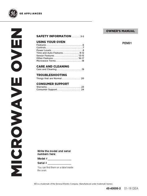 PEM31SFSS GE Profile™ 1.1 Cu. Ft. Countertop Microwave Oven | PDF | Ac Power Plugs And Sockets ...