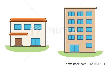 House and apartment illustration cute cartoon... - Stock Illustration ...