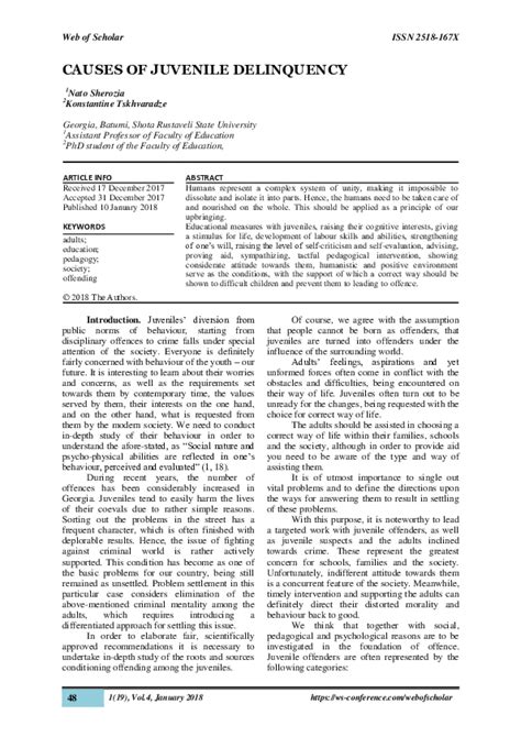 (PDF) CAUSES OF JUVENILE DELINQUENCY | RS Global - Academia.edu