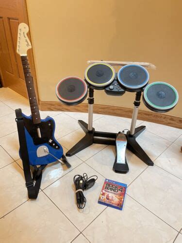 PS4/PS5 Rock Band 4 Band Kit Bundle w/ Jaguar Guitar Drums Game Mic ...