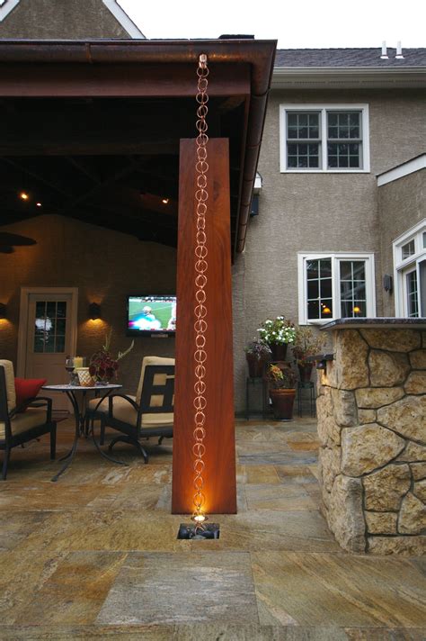 Copper Gutter and Rain Chain | Rain chain, Pergola patio, Rain gutters