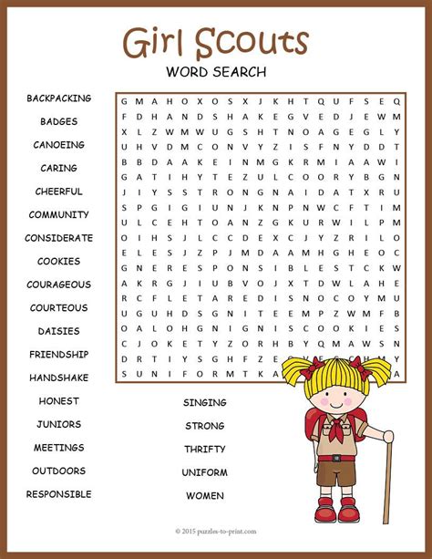 Girl Scouts Activity Word Search Fun By Puzzles To Print | SexiezPicz ...