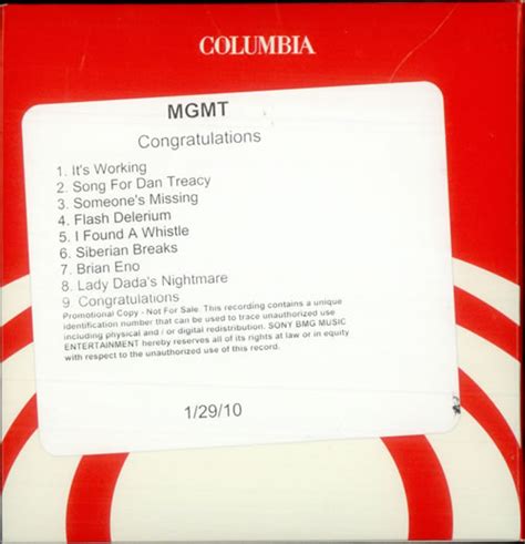 MGMT Congratulations US Promo CD-R acetate (504982)