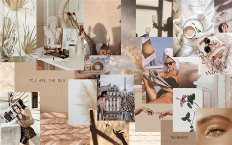 Neutral Collage | Wallpaper notebook, Aesthetic desktop wallpaper ...