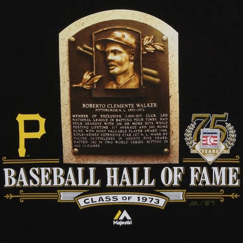 Roberto Clemente Pittsburgh Pirates Majestic Hall of Fame Plaque T-Shirt – Black - Fanatics.com