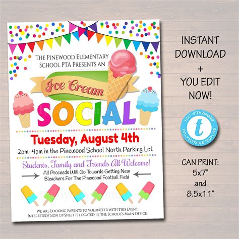 EDITABLE Ice Cream Social Invite Teacher Appreciation Chalkboard Printable Appreciation Week Ice ...