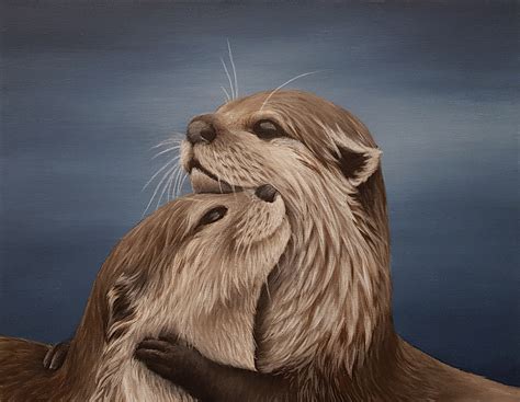 Otters painting, Cuddle Time by Erin Hale_Art Lovers Australia