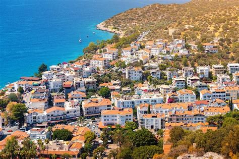 Premium Photo | Charming aerial view of seaside resort town of kas in ...