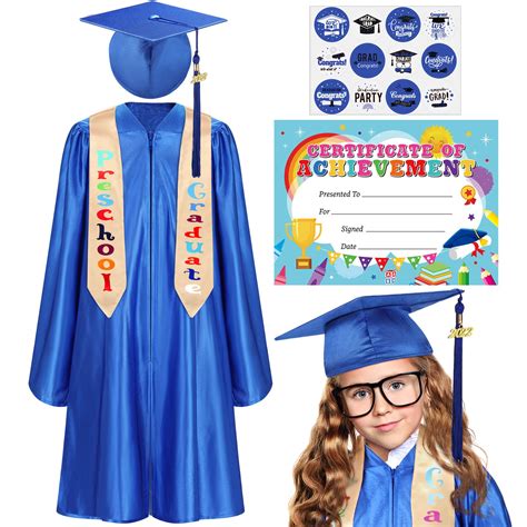 Buy Kindergarten and Preschool Graduation Cap Gown Stole Set for Kids with 2022 Tassel ...