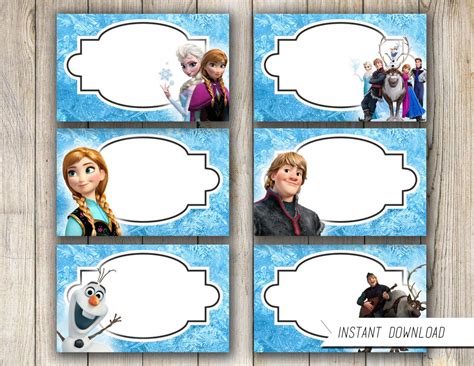 four frozen princess labels with the names of each character and their ...