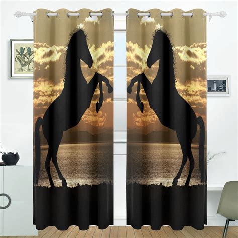 POPCreation Horse Under Sunset Window Curtain Blackout Curtains Darkening Thermal Blind Curtain ...