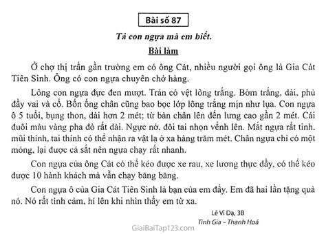 Bài số 87: Tả con ngựa mà em biết