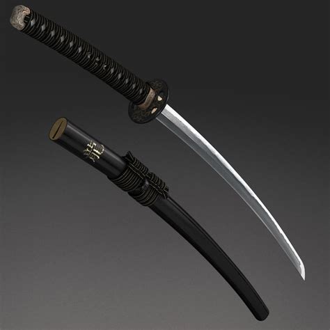 katana swords black 3d obj