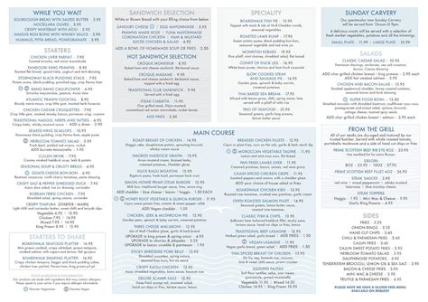 Menu at Boardwalk restaurant, Falkirk