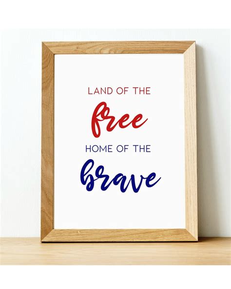 Land of the Free Home of the Brave Quote DIGITAL DOWNLOAD | Etsy